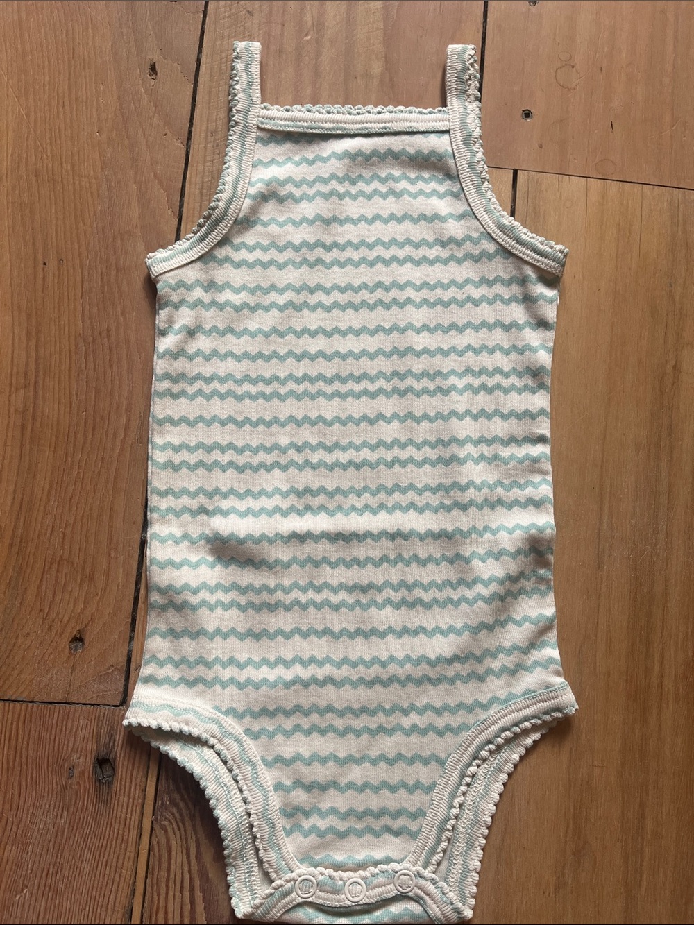 Soor Ploom camisole onesie in ricrac, 12-18 m